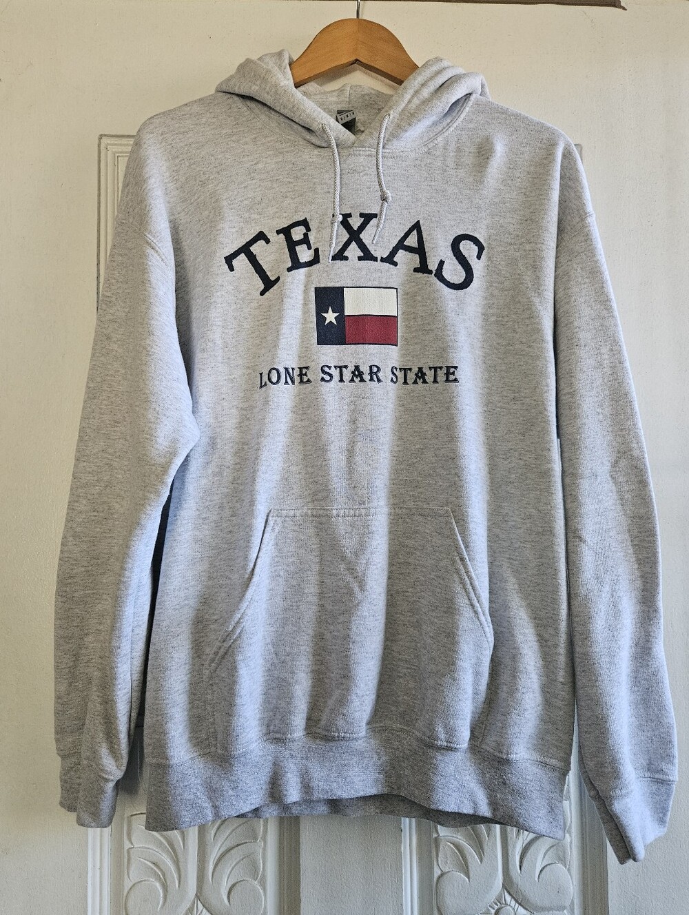 Gildan Gray Texas Lone Star Hoodie with Flag Graphic Size M